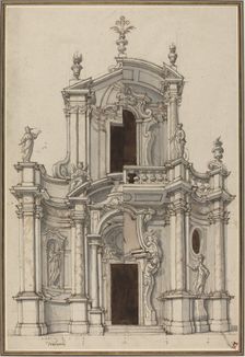 Elevation for a Church Facade, with Alternatives, first half 18th century. Creator: Unknown