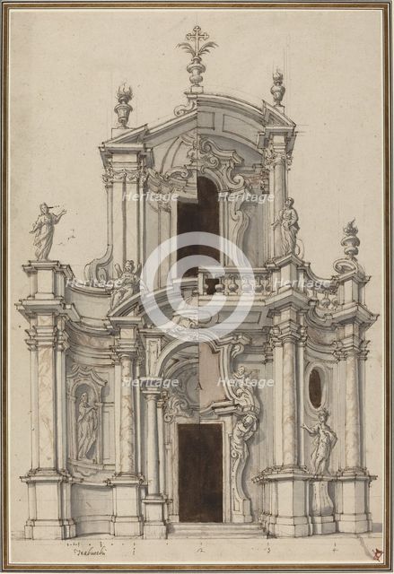 Elevation for a Church Facade, with Alternatives, first half 18th century. Creator: Unknown.