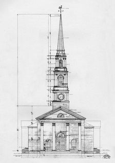 Elevation, the Village Chapel, Pinehurst, North Carolina, 1926