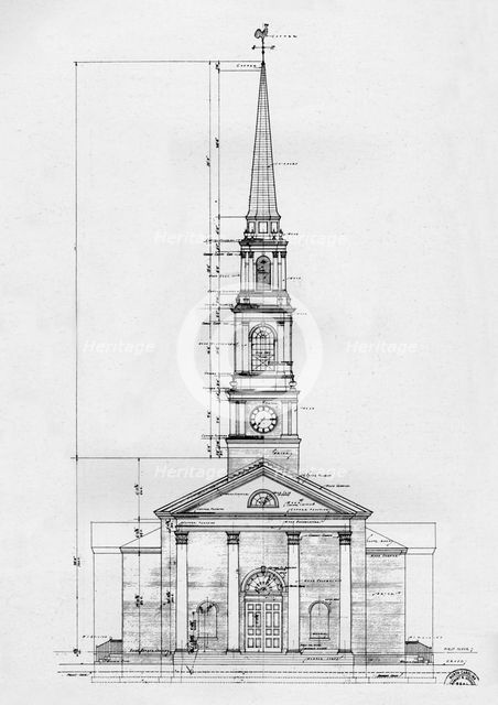Elevation, the Village Chapel, Pinehurst, North Carolina, 1926. Artist: Unknown.