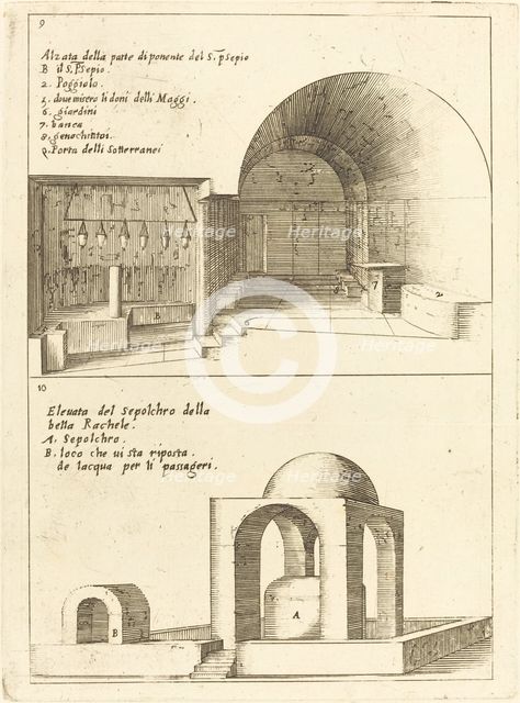 Elevations of the Holy Manger and the Sepulchre of Rachel, 1619. Creator: Jacques Callot.