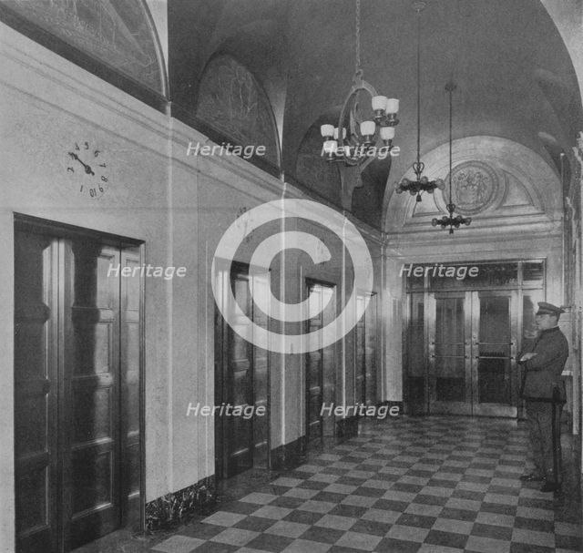 Elevator lobby, Chamber of Commerce Building, Newark, New Jersey, 1924. Artist: Unknown.