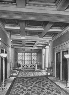 Elevator lobby, first floor, the Fraternity Clubs Building, New York City, 1924