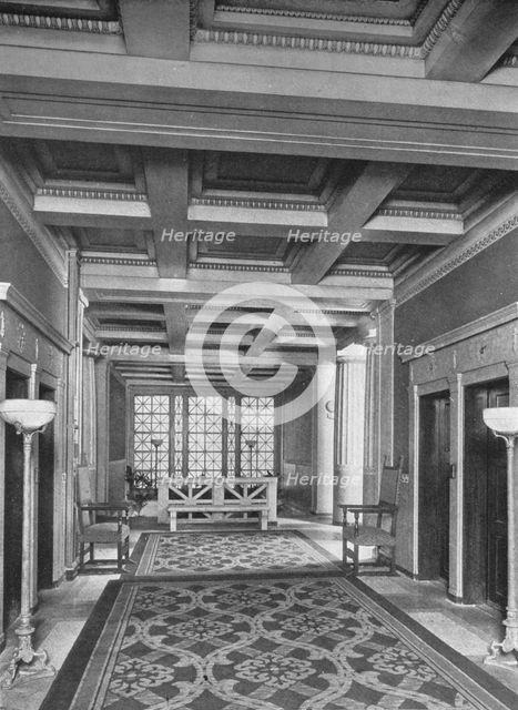 Elevator lobby, first floor, the Fraternity Clubs Building, New York City, 1924. Artist: Unknown.