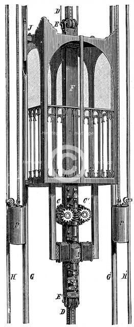 Elevator (lift) by Siemens and Halske, 1890. Artist: R Wormell