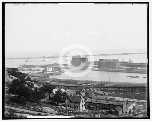 Elevators and harbor, Duluth, Minn., c1905. Creator: Unknown.