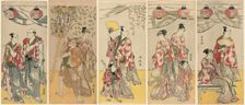 Eleven Actors Celebrating the Festival of the Shrine of the Soga Brothers, 1788. Creator: Torii Kiyonaga