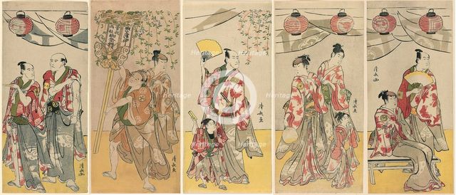 Eleven Actors Celebrating the Festival of the Shrine of the Soga Brothers, 1788. Creator: Torii Kiyonaga.