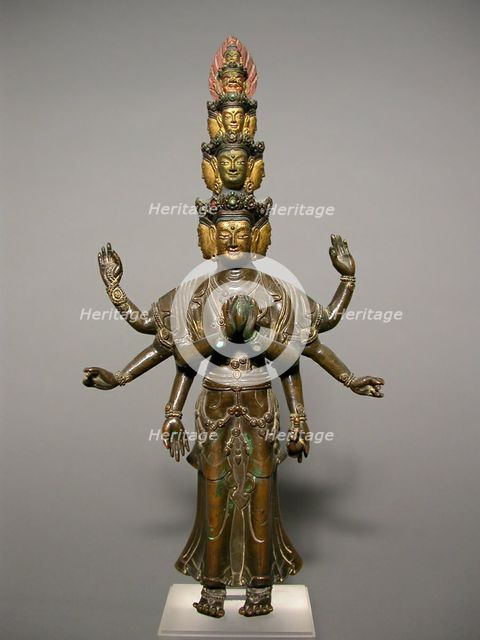 Eleven-Headed Bodhisattva Avalokiteshvara, 17th/18th century. Creator: Unknown.