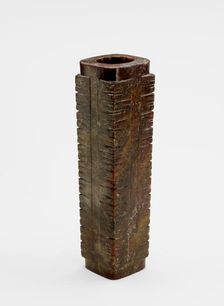 Eleven-tier tube (cong ?) with masks, Late Neolithic period, ca. 3300-2250 BCE. Creator: Unknown