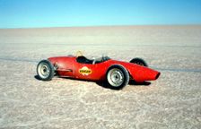 Elfin Ford used to test tyre grip during Bluebird record attempt, Lake Eyre, 1964. Creator: Unknown