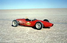 Elfin Ford used to test tyre grip during Bluebird record attempt, Lake Eyre, 1964. Creator: Unknown