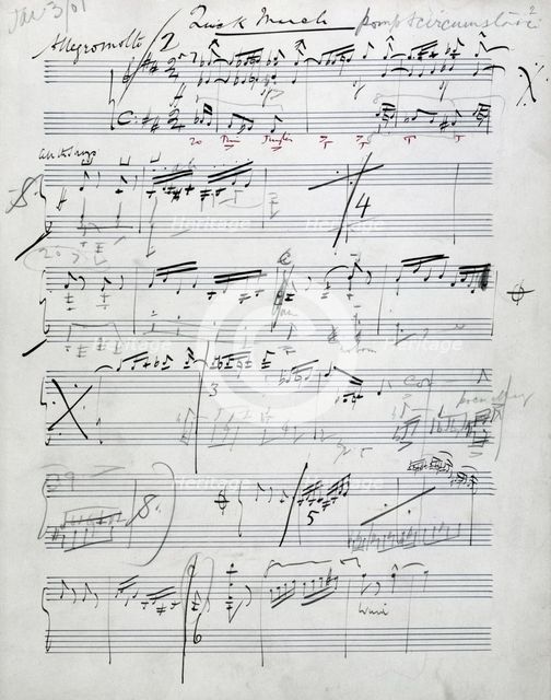 Elgar's sketch of his 'Pomp and Circumstance March no 1', 1901. Creator: Edward Elgar.