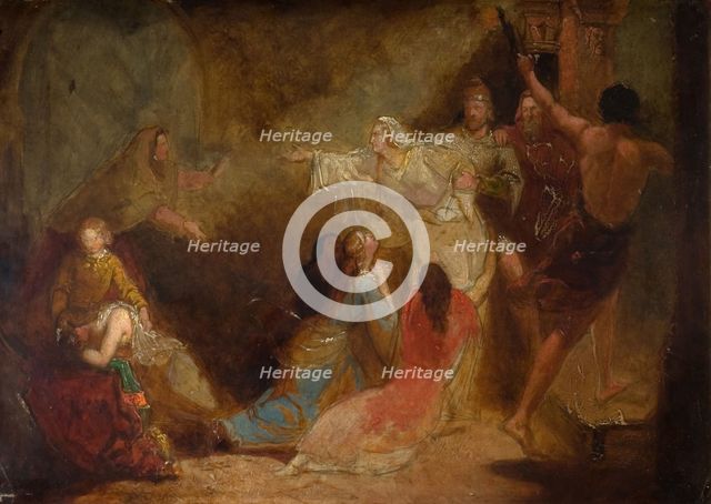 Elgiva seized by order of Archbishop Odo, 1847. Creator: John Everett Millais.