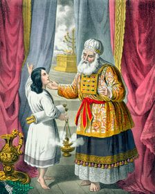 Eli questioning Samuel regarding his vision, 1870s. Creator: Siegfried Detlev Bendixen
