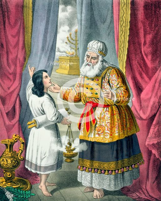 Eli questioning Samuel regarding his vision, 1870s. Creator: Siegfried Detlev Bendixen.