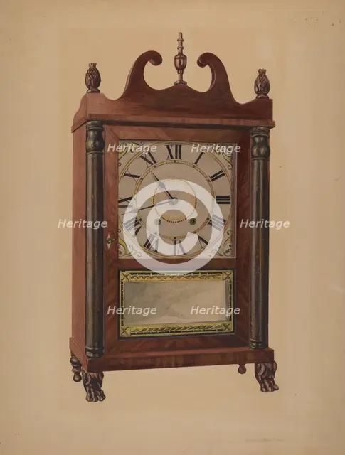 Eli Terry Clock, 1940. Creator: Herman O. Stroh.