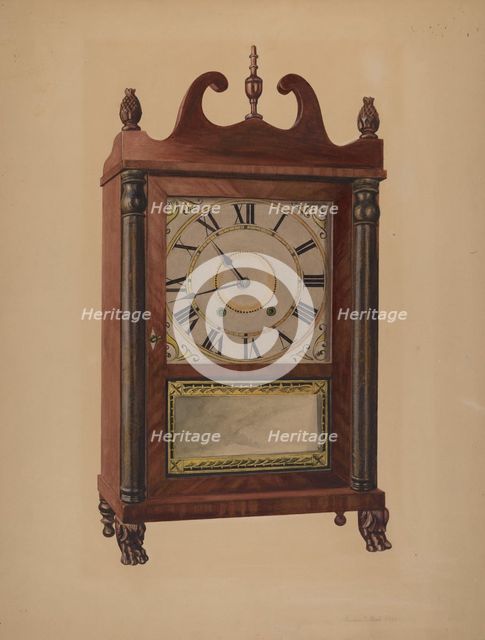 Eli Terry Clock, 1940. Creator: Herman O. Stroh.