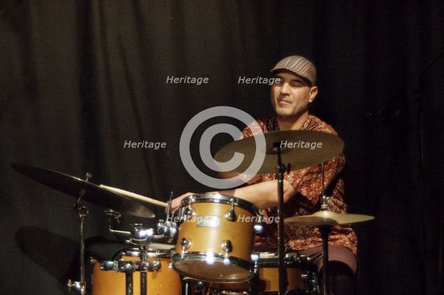 Elias Kacomandis, Carmen Souza's Silver Messengers, Verdict Jazz Club, Brighton East Sussex, 2019. Creator: Brian O'Connor.