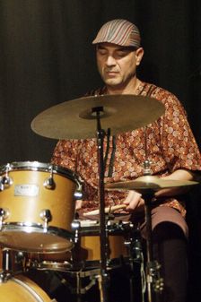 Elias Kacomandis, Carmen Souza's Silver Messengers, Verdict Jazz Club, Brighton East Sussex, 2019. Creator: Brian O'Connor