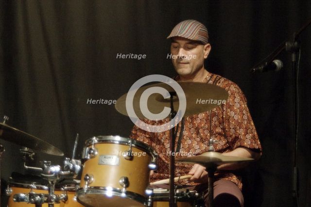 Elias Kacomandis, Carmen Souza's Silver Messengers, Verdict Jazz Club, Brighton East Sussex, 2019. Creator: Brian O'Connor.