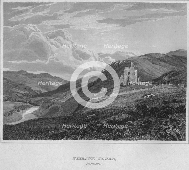 'Elibank Tower, Peeblesshire', 1814. Artist: John Greig.