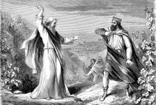 Elijah, Old Testament prophet. denouncing Ahab, idolatrous king of Israel, in Naboth's vineyard