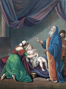 Elijah, Old Testament prophet, raising the widow's son from apparent death, c1860