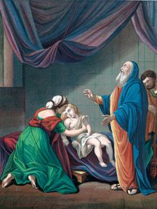 Elijah, Old Testament prophet, raising the widow's son from apparent death, c1860