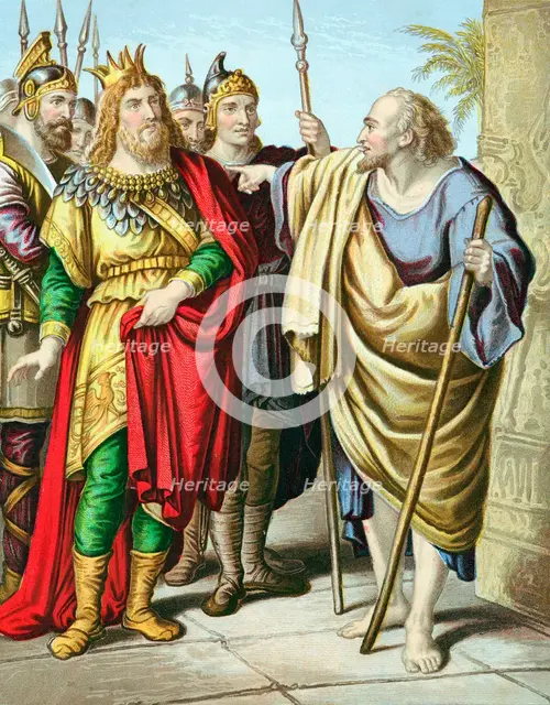 Elijah, Old Testament prophet, rebuking Ahab, mid 19th century. Artist: Unknown