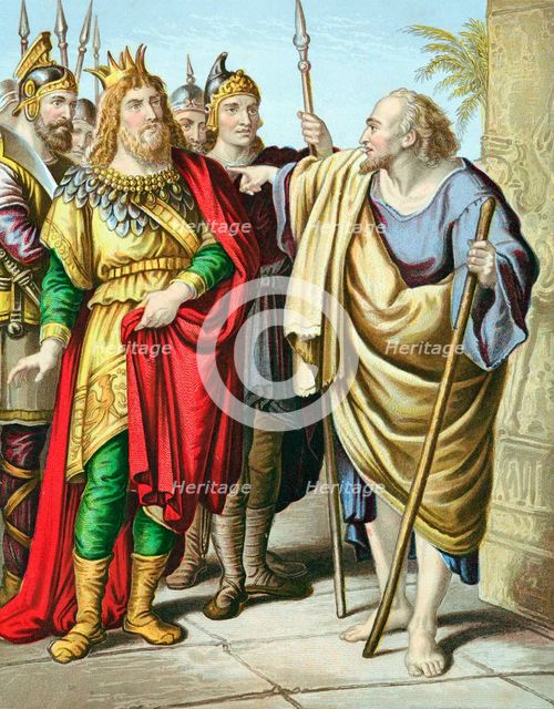 Elijah, Old Testament prophet, rebuking Ahab, mid 19th century. Artist: Unknown