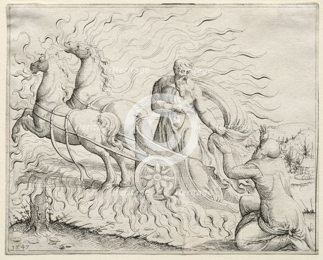 Elijah Ascends to Heaven, 1547. Creator: Augustin Hirschvogel (German, 1503-1553).