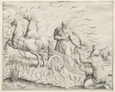 Elijah Ascends to Heaven, 1547. Creator: Augustin Hirschvogel (German, 1503-1553)