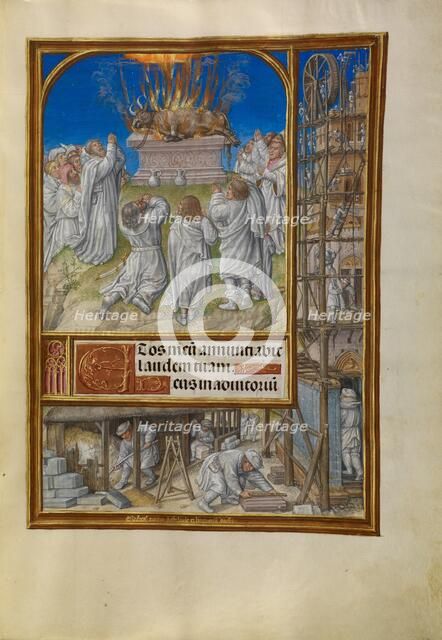 Elijah Begging for Fire from Heaven; Spinola Hours, about 1510-1520. Creator: Master of James IV of Scotland.