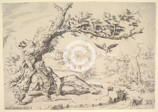 Elijah Fed by Ravens, 1549. Creator: Dirck Volkertsen Coornhert.