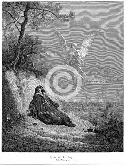 Elijah goes into wilderness and asks to die, but an angel comes and bids him 'arise and eat', 1866. Artist: Unknown