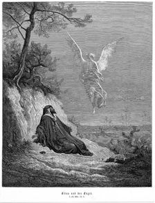 Elijah goes into wilderness and asks to die, but an angel comes and bids him arise and eat 1866