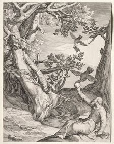 Elijah in the Wilderness Fed by Ravens, 1604. Creator: Jan Saenredam (Dutch, 1565-1607); Jan Saenredam (Dutch, 1565-1607)