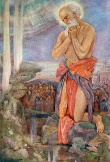 Elijah prevailing over the Priests of Baal 1916. Creator: Evelyn Paul
