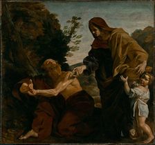 Elijah Receiving Bread from the Widow of Zarephath, 1621-1624. Creator: Giovanni Lanfranco