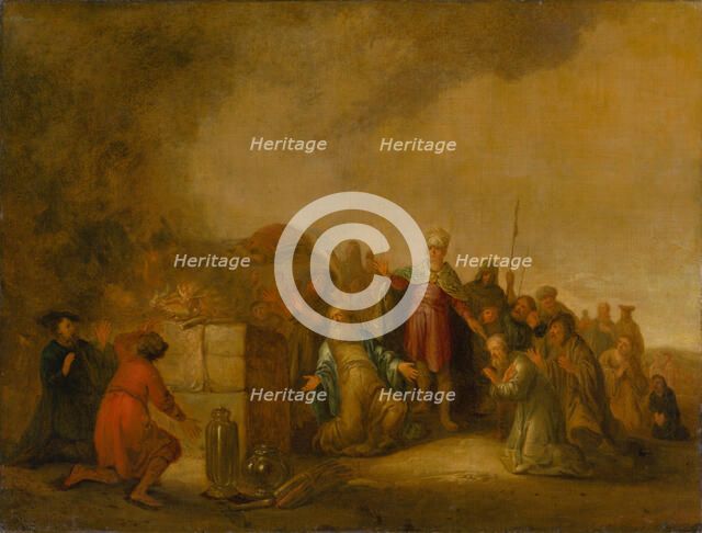 Elijah's sacrifice on Mount Carmel, 17th century. Creator: Wet, Jacob Willemsz de, the Elder (ca. 1630- after 1675).