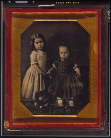 Elisa and John McAllister, children of W.Y. McAllister, Elisa standing on chair..., 1849, July 23.. Creators: William Langenheim, Frederick Langenheim