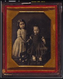 Elisa and John McAllister, children of W.Y. McAllister, Elisa standing on chair..., 1849, July 23.. Creators: William Langenheim, Frederick Langenheim