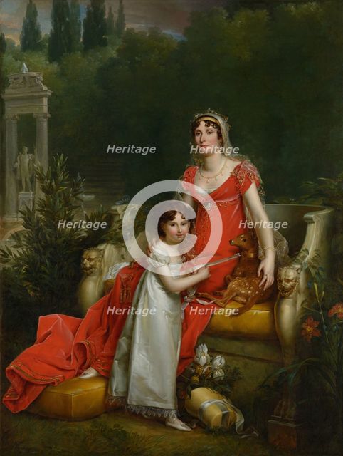 Elisa Bonaparte with her daughter Napoleona Baciocchi, 1810. Creator: Gérard, François Pascal Simon (1770-1837).