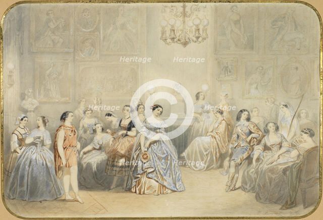 Élisa Rachel in the foyer of the Comédie Française. Artist: Montault, Henry de (1825-1890)