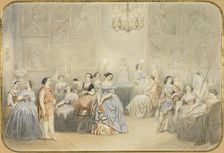 Élisa Rachel in the foyer of the Comédie Française. Artist: Montault, Henry de (1825-1890)