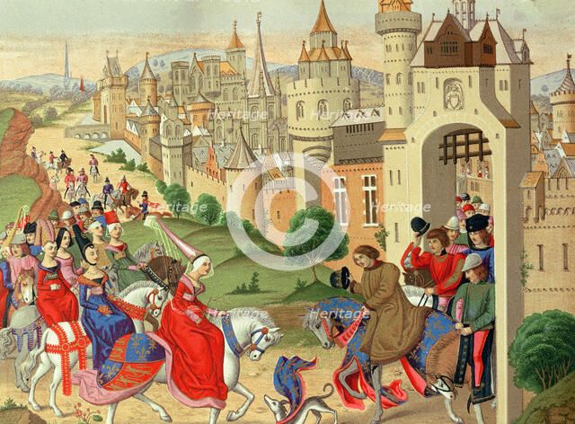 Elisabeth of Bavaria, Queen of England, is greeted upon his arrival in Paris by his brother, King…