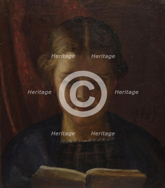 Elisabeth Zahrtmann, the artist's sister, reading, 1866. Creator: Kristian Zahrtmann.