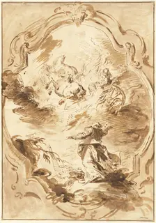 Elisha Watching Elijah Ascend in the Fiery Chariot, 1750/1755. Creator: Pietro Antonio Novelli