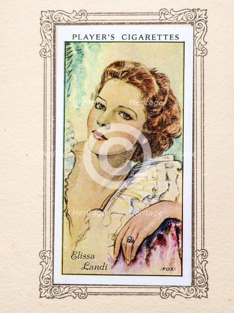Elissa Landi Collectables Picture of movie stars that came with the Players cigarette packet, 1934.  Creator: Unknown.